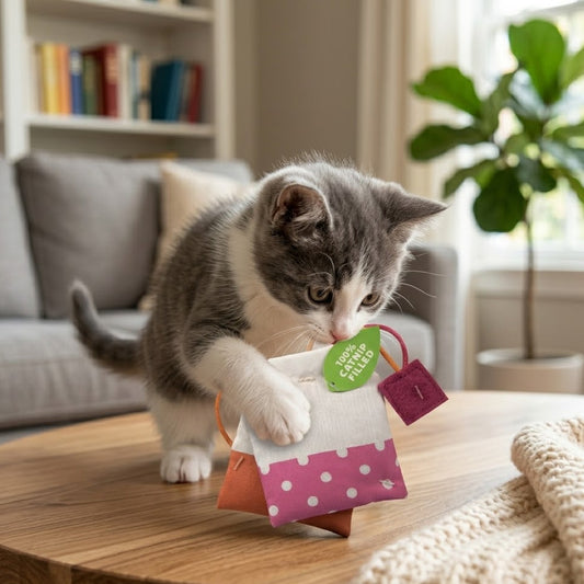 Junavex Catnip Tea Bag Toy (2-Pack) - 100% Premium Natural Catnip Filled, Durable Canvas Kicker Toy for Indoor Cats, Kittens Hunting & Batting Fun