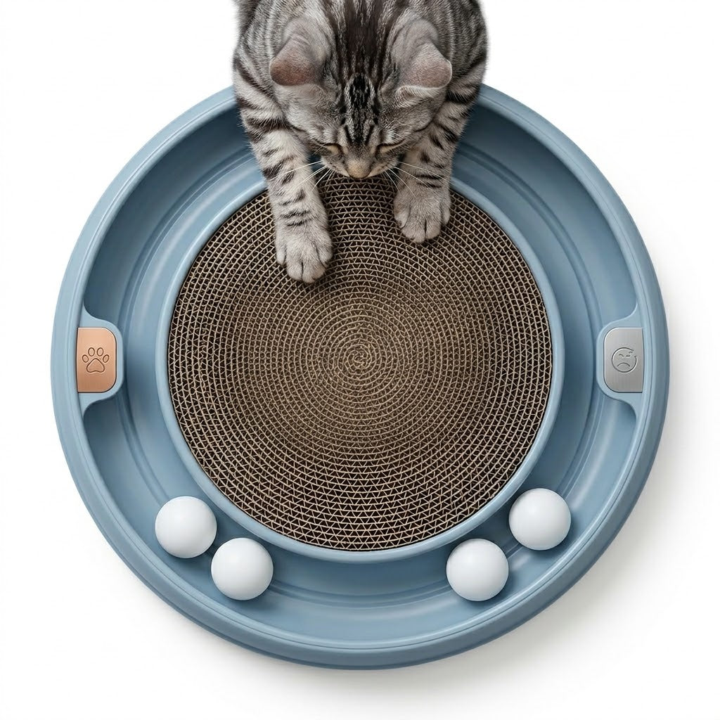Junavex Premium Orbit: Interactive Cat Scratching Track and Multi-Ball Play Station