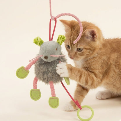 Junavex Interactive Bungee Mouse Plush Toy - Keeps Your Cat Active with Endless Bouncing, Pouncing, and Chasing Fun
