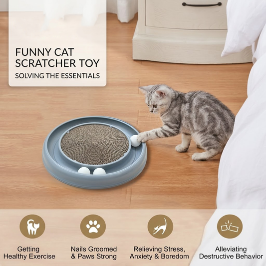Junavex Premium Orbit: Interactive Cat Scratching Track and Multi-Ball Play Station